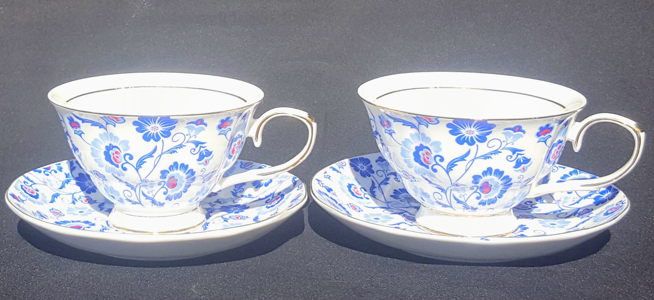 Sunshine Blue Sprays 2 cup & saucer set